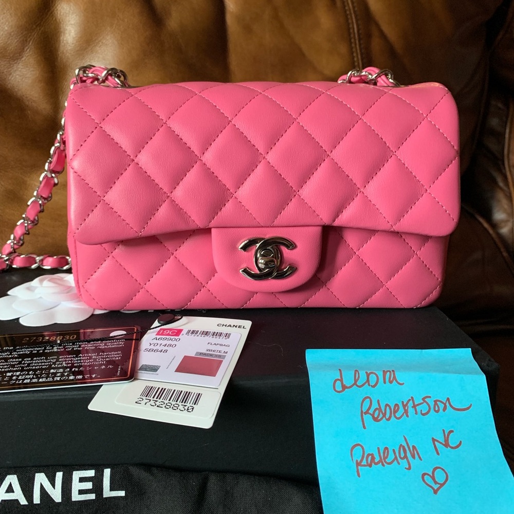 19C Chanel pink lambskin mini with shw/NWT